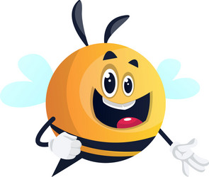 bee with happy face on white background vector