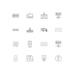 cyber security linear thin icons set outlined vector image