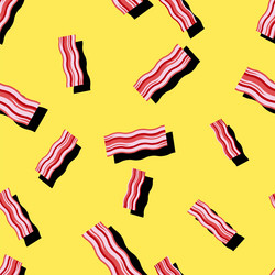 seamless breakfast pattern with bacon slices vector image