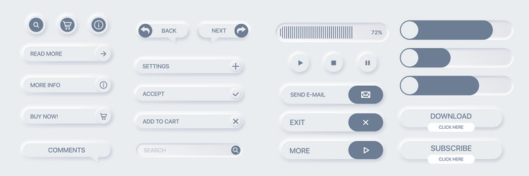 set of buttons for websites mobile vector