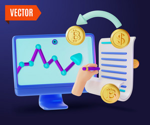 3d crypto currency concept computer display vector image