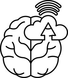 brain with a cloud above it and line pointing vector image