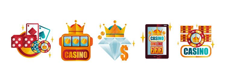 casino game flat object and element set vector image