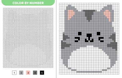 grey cat squishmallow color by number pixel vector image