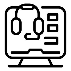 customer service icon computer displaying headset vector image