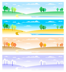 Four seasons landscape banners set Royalty Free Vector Image