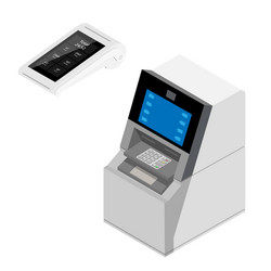 new modern smart pos terminal and atm isolated vector