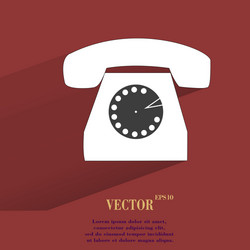 retro telephone flat modern web button with long vector image