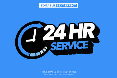 24 hours text effect editable template vector image