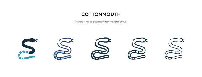 cottonmouth icon in different style two colored vector image