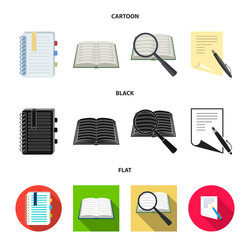 isolated object book and open icon collection vector image