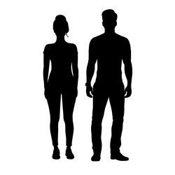 Man and woman silhouette couple standing vector