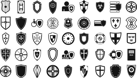 shield icon set simple style vector