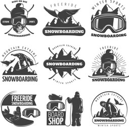 Snowboarding Emblem Collection Vector Image
