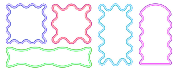 wavy rectangle border frame squiggle square edge vector image