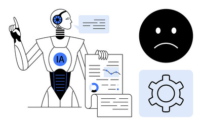 artificial intelligence robot analyzing data vector image