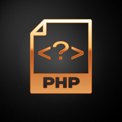 Gold php file document icon download button vector