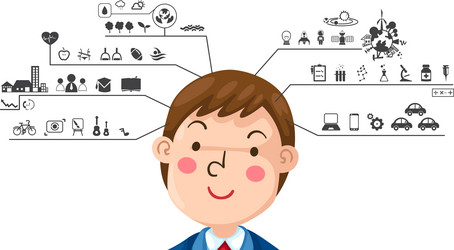 human with left and right brain functions icon vector