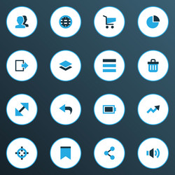 Interface icons colored set with trend list vector