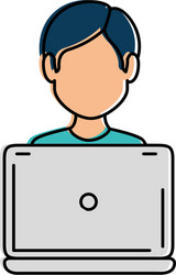 laptop computer with user vector image