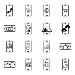 Mobile Function Icons - Line Style vector image