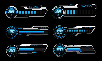 Modern Loading Progress Bars - Cyber UI vector image