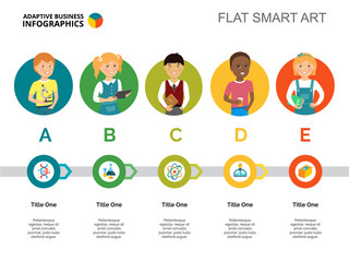 process chart with five elements template Vector Image