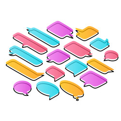 set of speech colorful bubbles various shapes vector image