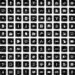 100 database icons set grunge style vector image