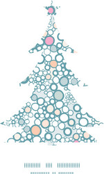 Colorful bubbles christmas tree silhouette pattern vector