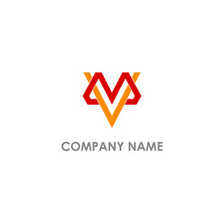 Mv m v letter modern logo design with yellow Vector Image