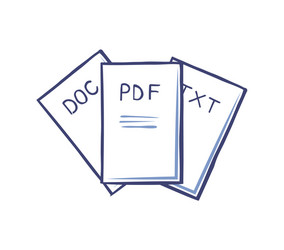 Pdf and doc txt documents isolated icons vector