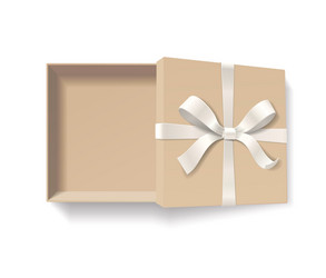 empty open gift box with red color bow knot vector image