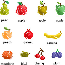 pixel fruit collection vector