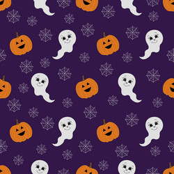 seamless pattern with pumpkins spiderweb ghost vector