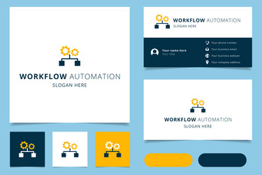 workflow automation logo design with editable vector image