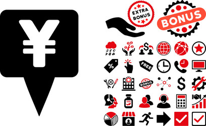 yen map pointer flat icon with bonus vector image