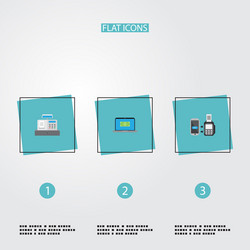 flat icons computer remote paying till and other vector image