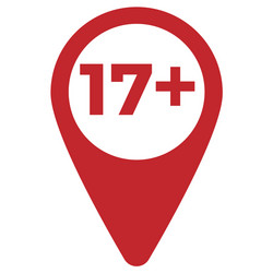 red drop icon pointer with age limit vector image