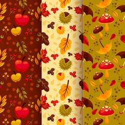 pack flat autumn patterns design vector image