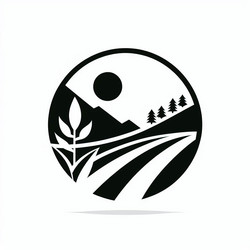 Rural Silhouette Emblem - Agricultural Scene Vector Image