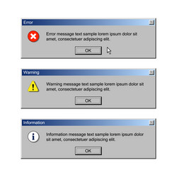 Critical error warning and information messages vector