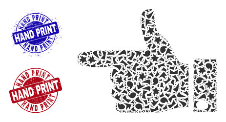 hand pointer left mosaic of shards with print vector image