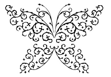 Intricate Black Butterfly Filigree Vector Image
