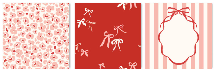 set of cute seamless patterns multicolored bows vector image