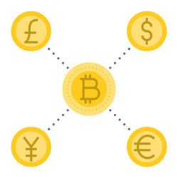 bitcoin with another currency flat design vector