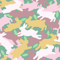 Camouflage Bunny & Leaf Pattern vector image