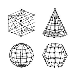 geometry wireframe shapes set cube pyramid ball vector