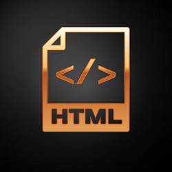 gold html file document icon download button vector image