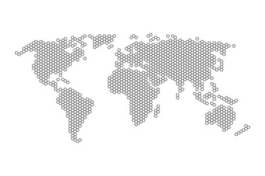 grey world map with hexagons vector image